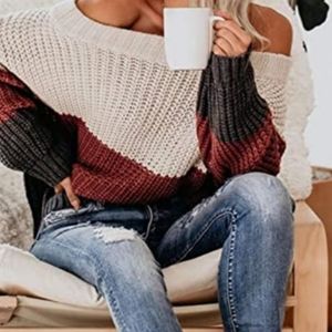 Aakaa off the shoulder multicolored small sweater. Brand new, never worn. No tag
